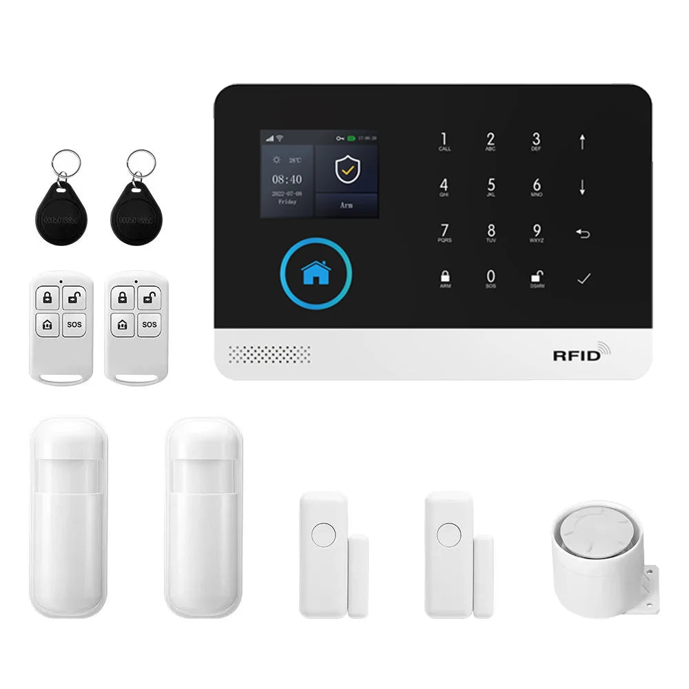 Wifi GSM 2G Tuya Smart Life Home Alarm Security System Kit Alexa Automation Alarm Security Protection Door Motion Detector