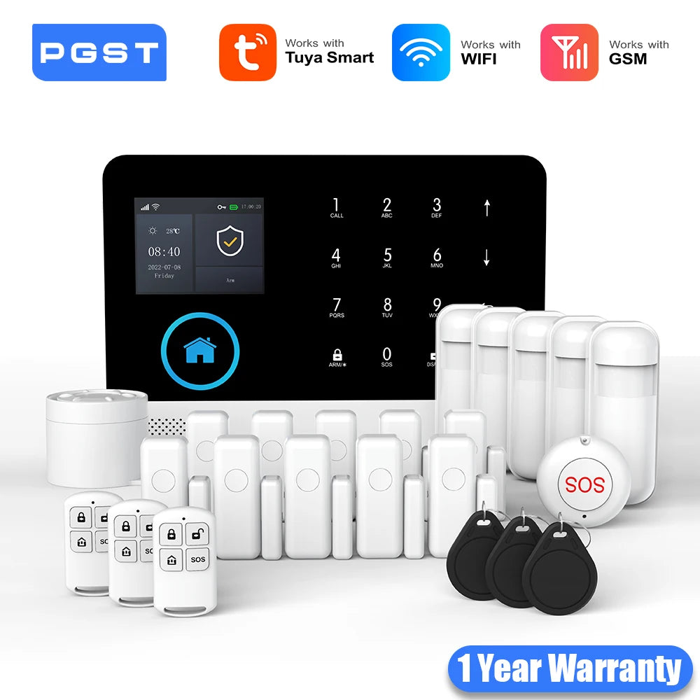 Wifi GSM 2G Tuya Smart Life Home Alarm Security System Kit Alexa Automation Alarm Security Protection Door Motion Detector