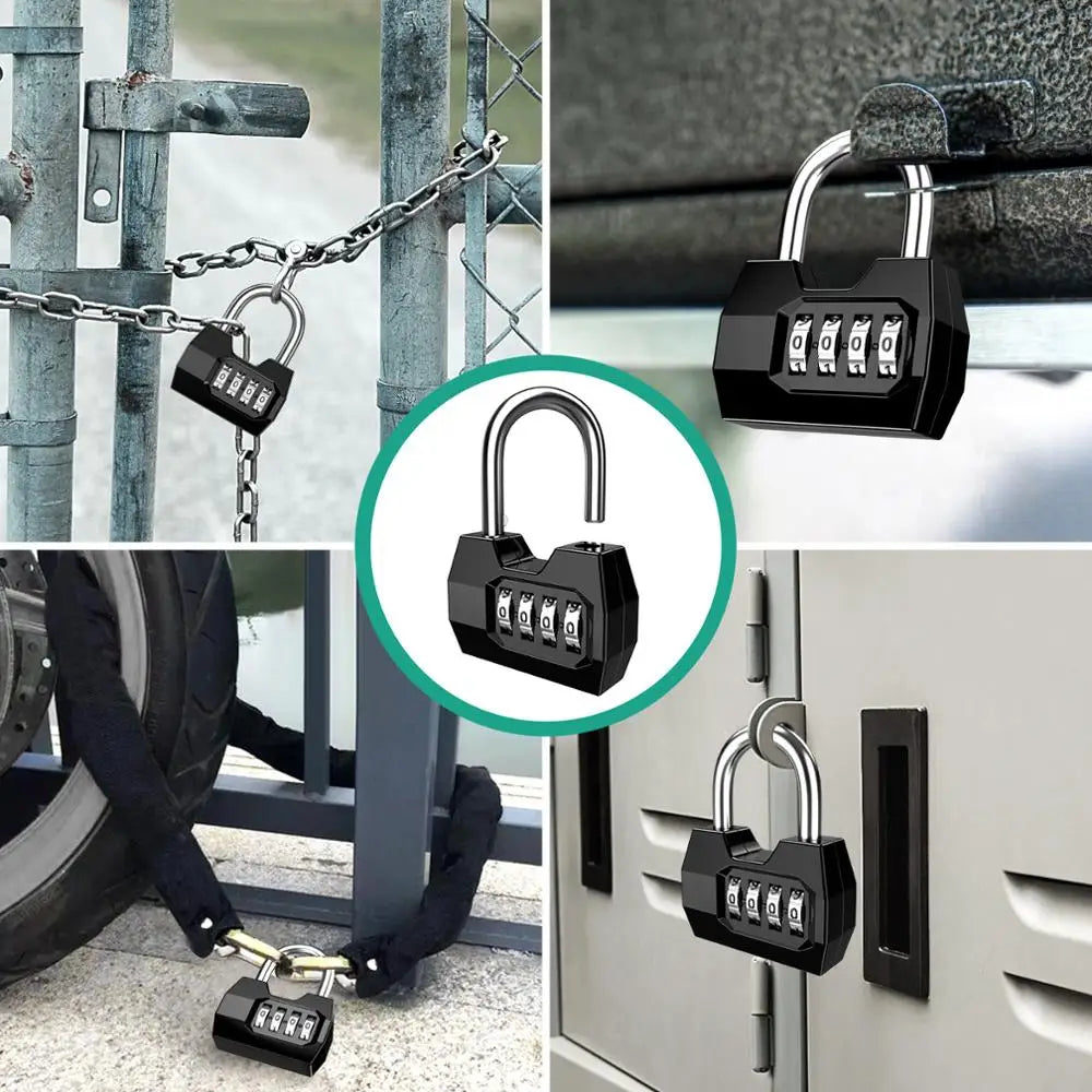 Combination Padlock 4-Digit Security Lock Weatherproof Protection Security Padlock Outdoor Gym Safely Code Lock