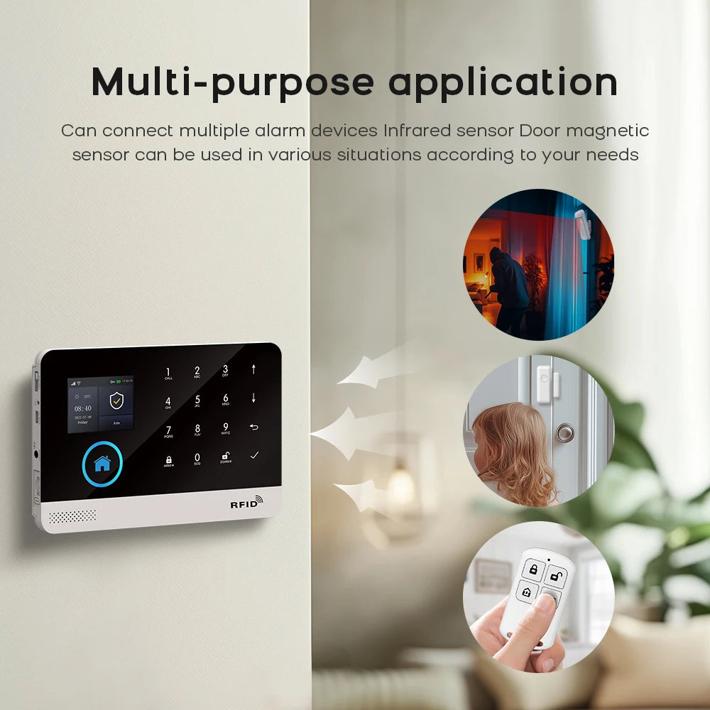 Wifi GSM 2G Tuya Smart Life Home Alarm Security System Kit Alexa Automation Alarm Security Protection Door Motion Detector