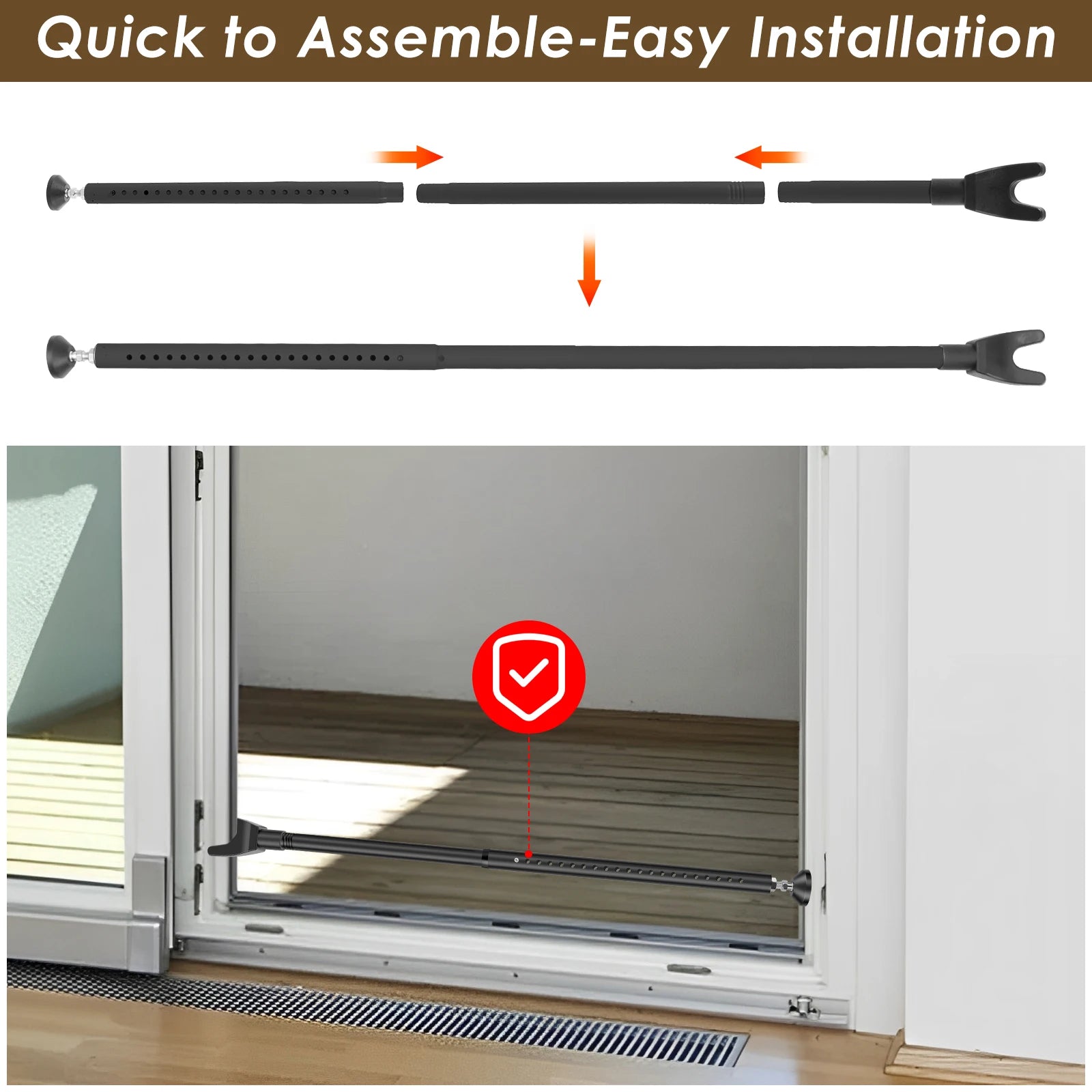 Door Security Bar 44-55 Inch Adjustable Door Security Bar Home Security Door Stopper Door Security 3 in 1 Door Jammer Security
