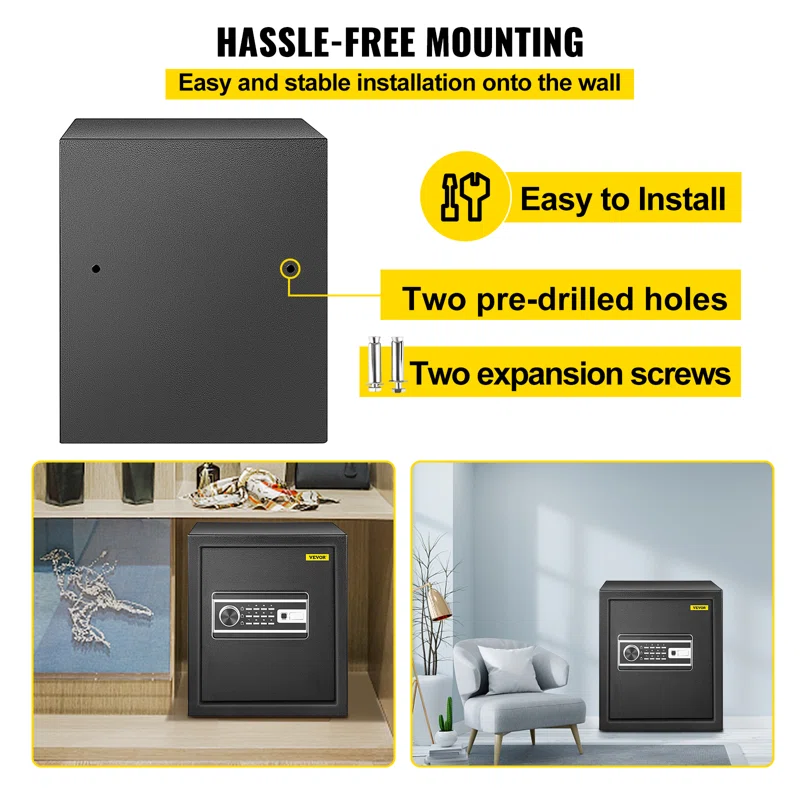 Smart Digital Secuirty Safe Box – Fingerprint, Keypad & Key Access Home Security Safe (1.7 Cu Ft)
