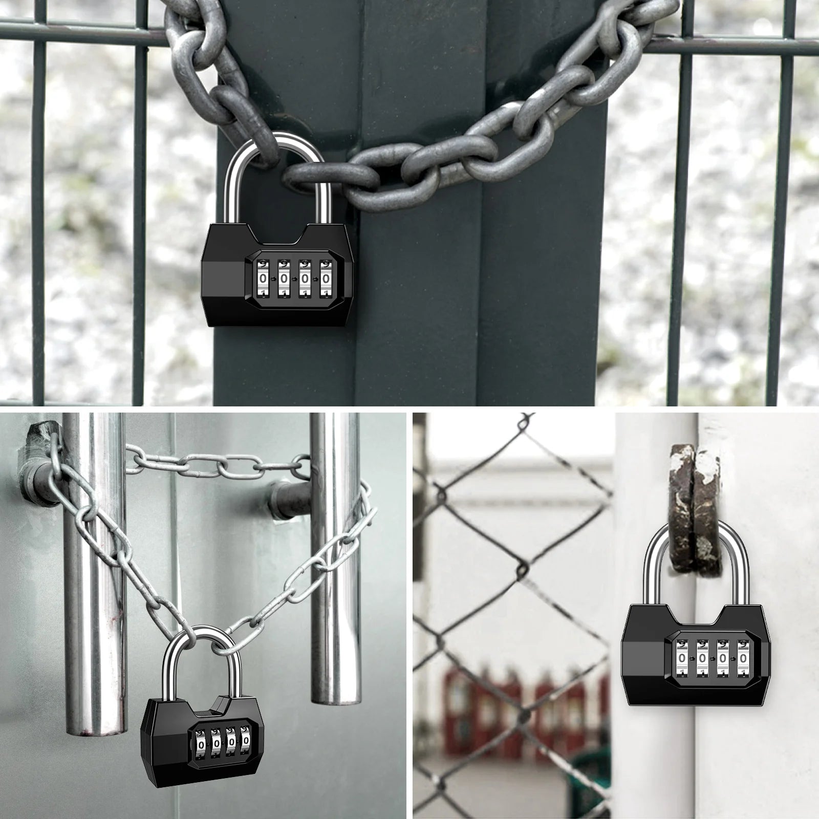Combination Padlock 4-Digit Security Lock Weatherproof Protection Security Padlock Outdoor Gym Safely Code Lock