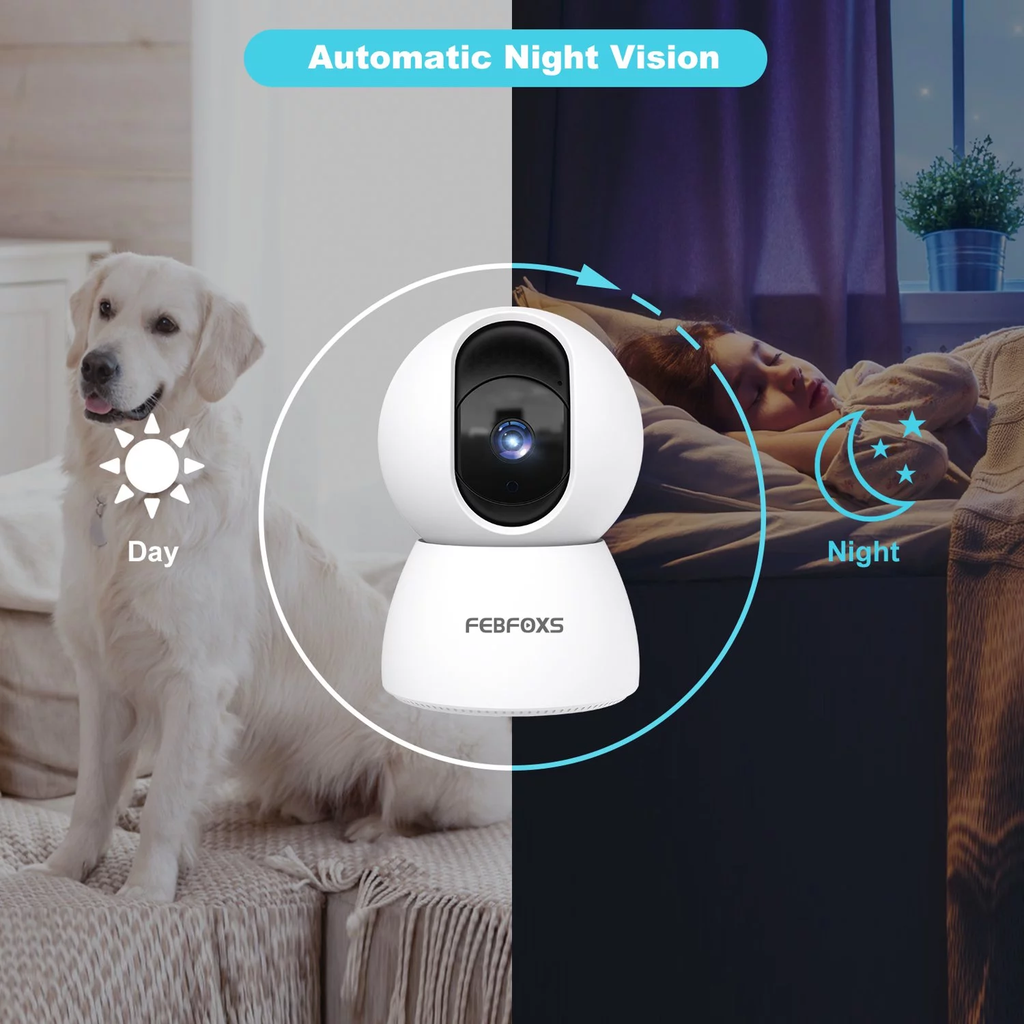 2K HD Smart Baby Monitor Camera – 360° View, Night Vision & Two-Way Talk