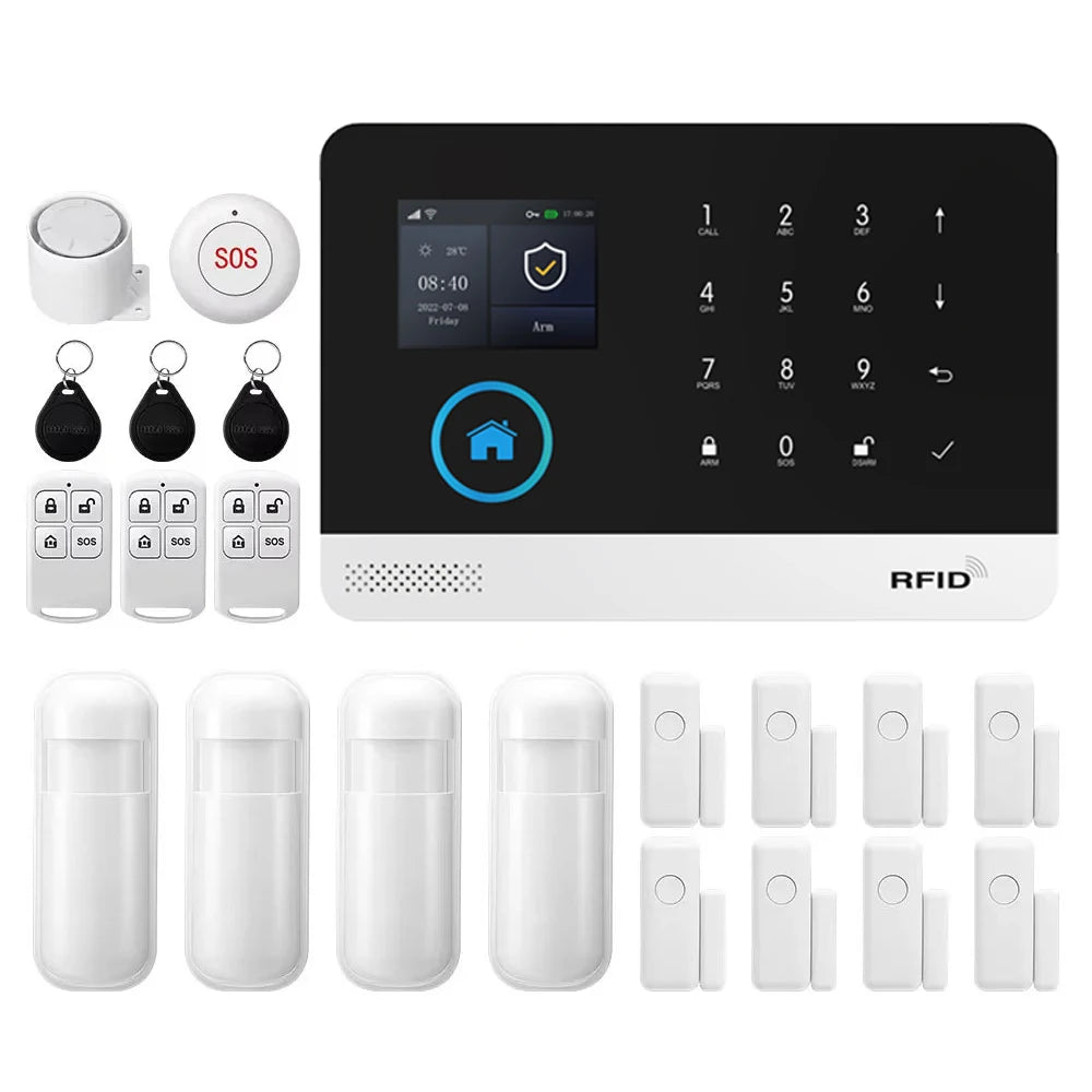 Wifi GSM 2G Tuya Smart Life Home Alarm Security System Kit Alexa Automation Alarm Security Protection Door Motion Detector