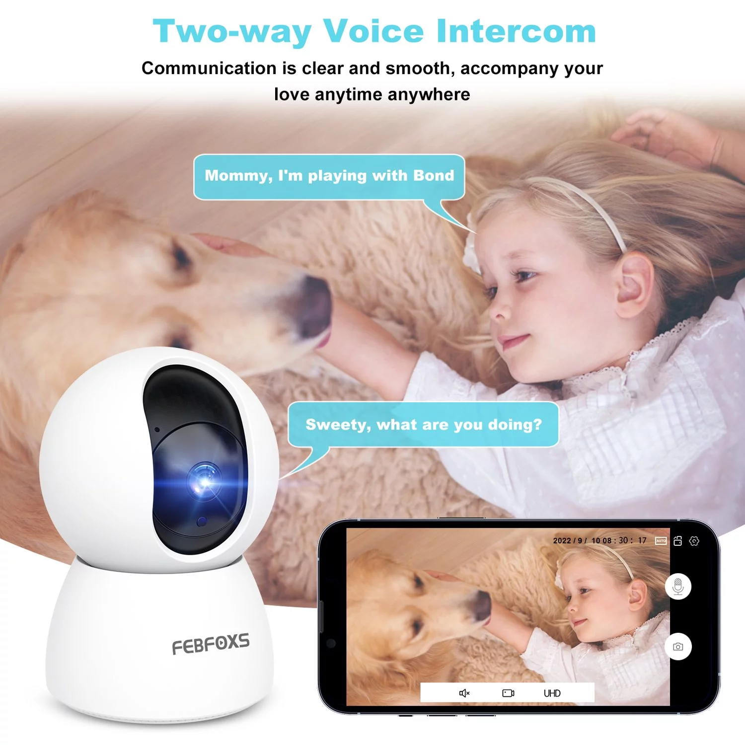 2K HD Smart Baby Monitor Camera – 360° View, Night Vision & Two-Way Talk