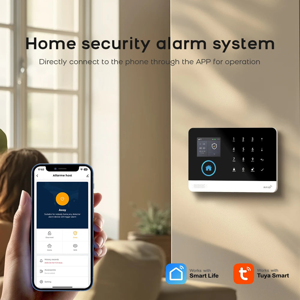 Wifi GSM 2G Tuya Smart Life Home Alarm Security System Kit Alexa Automation Alarm Security Protection Door Motion Detector