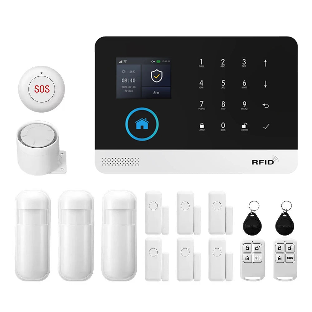 Wifi GSM 2G Tuya Smart Life Home Alarm Security System Kit Alexa Automation Alarm Security Protection Door Motion Detector