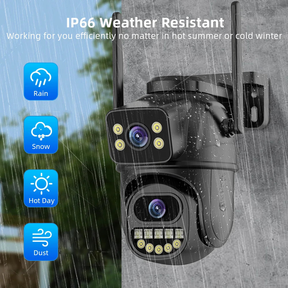 4K 8MP HD Wifi Camera Outdoor 4MP Dual Lens Dual Screen AI Auto Tracking IP Camera CCTV Audio Video Surveillance P2P 