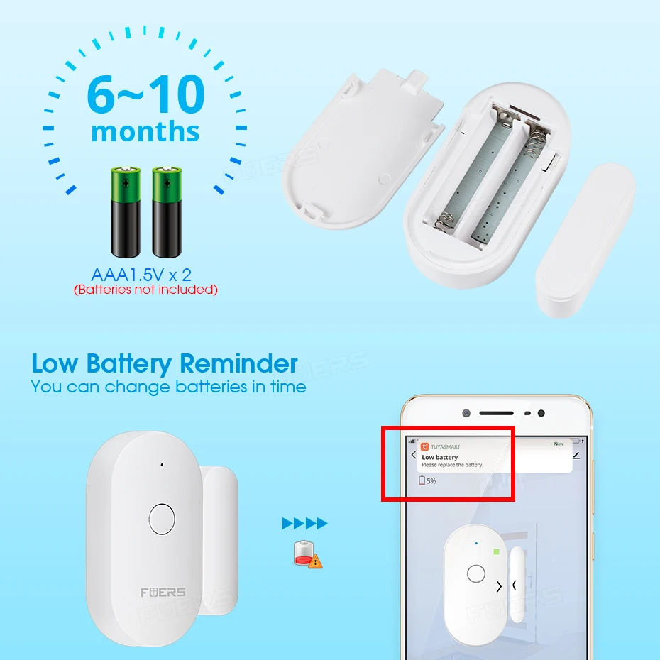 Smart Door & Window Alarm Sensor – WiFi Security Alert System with App Control
