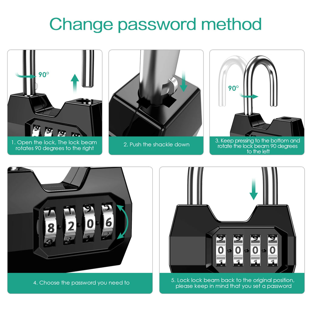Combination Padlock 4-Digit Security Lock Weatherproof Protection Security Padlock Outdoor Gym Safely Code Lock