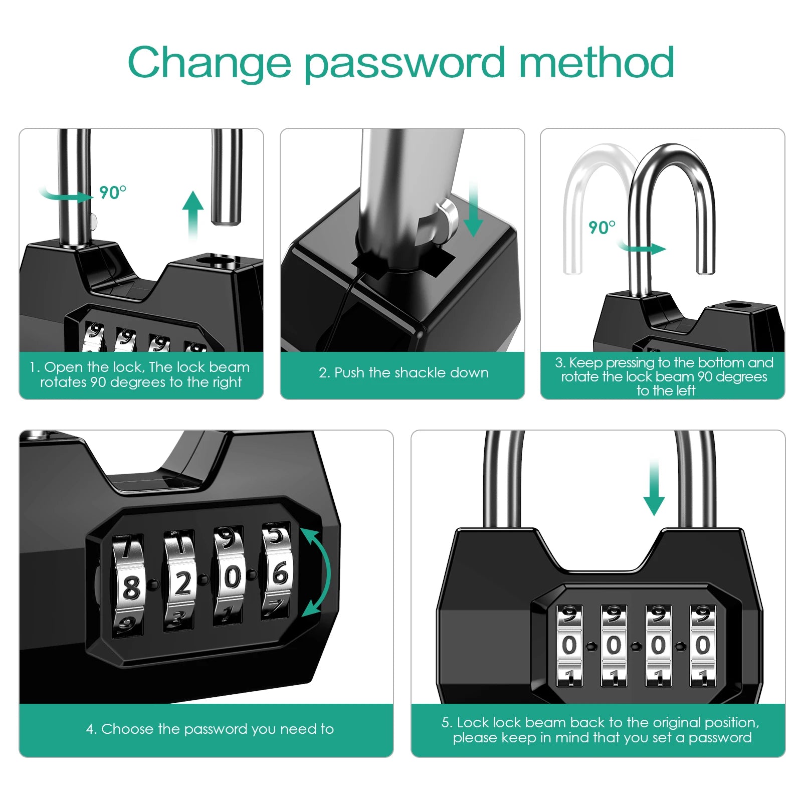 Combination Padlock 4-Digit Security Lock Weatherproof Protection Security Padlock Outdoor Gym Safely Code Lock