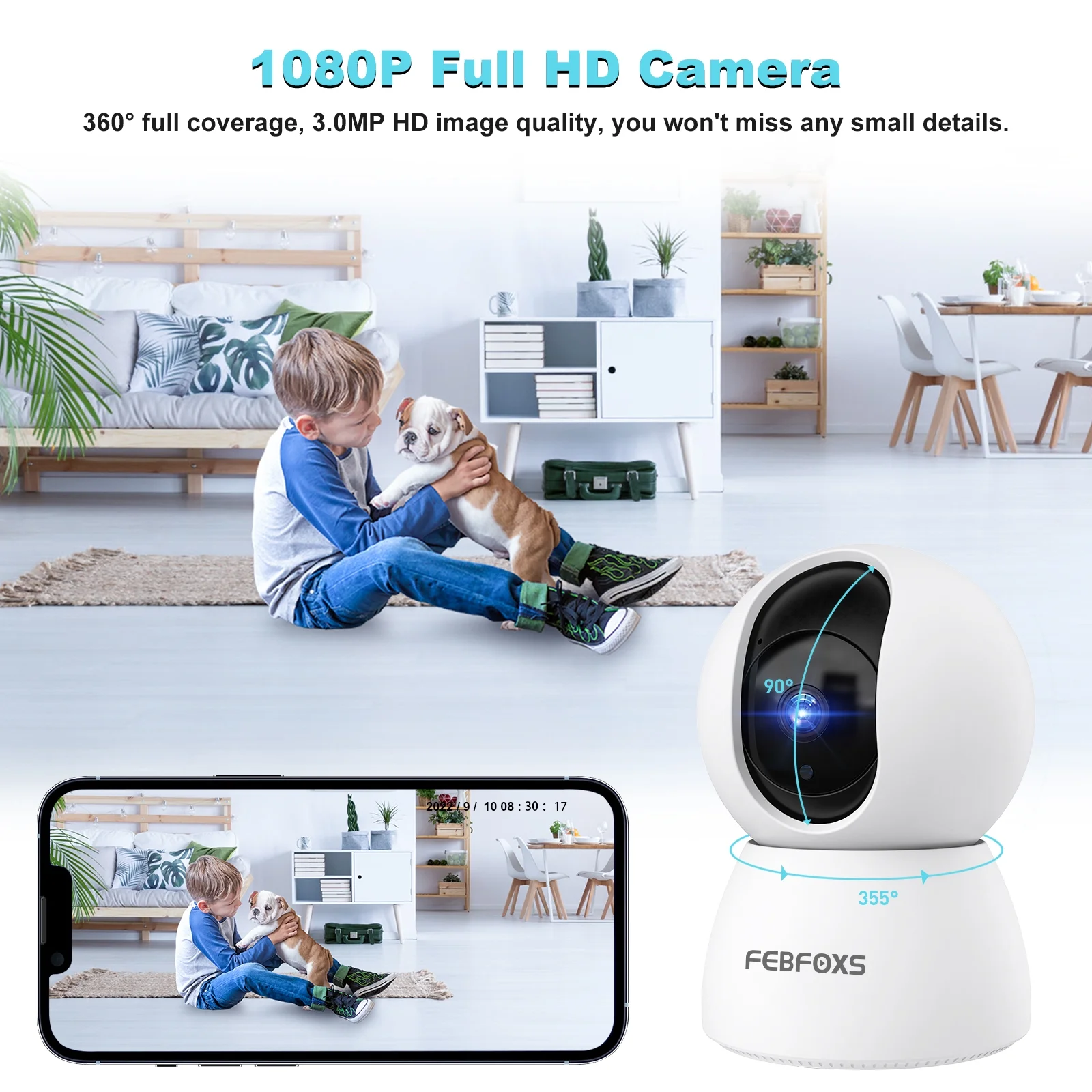 2K HD Smart Baby Monitor Camera – 360° View, Night Vision & Two-Way Talk