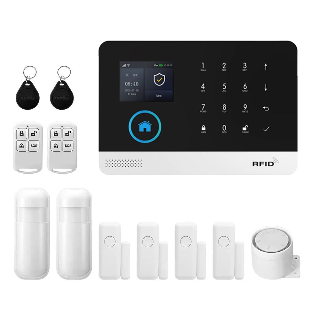 Wifi GSM 2G Tuya Smart Life Home Alarm Security System Kit Alexa Automation Alarm Security Protection Door Motion Detector