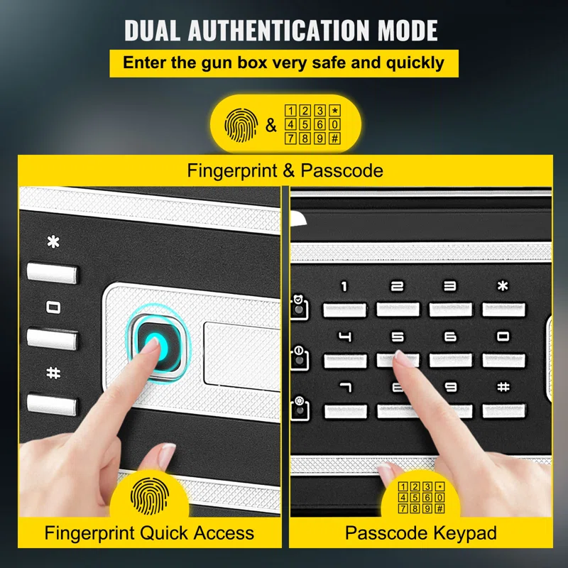 Smart Digital Secuirty Safe Box – Fingerprint, Keypad & Key Access Home Security Safe (1.7 Cu Ft)