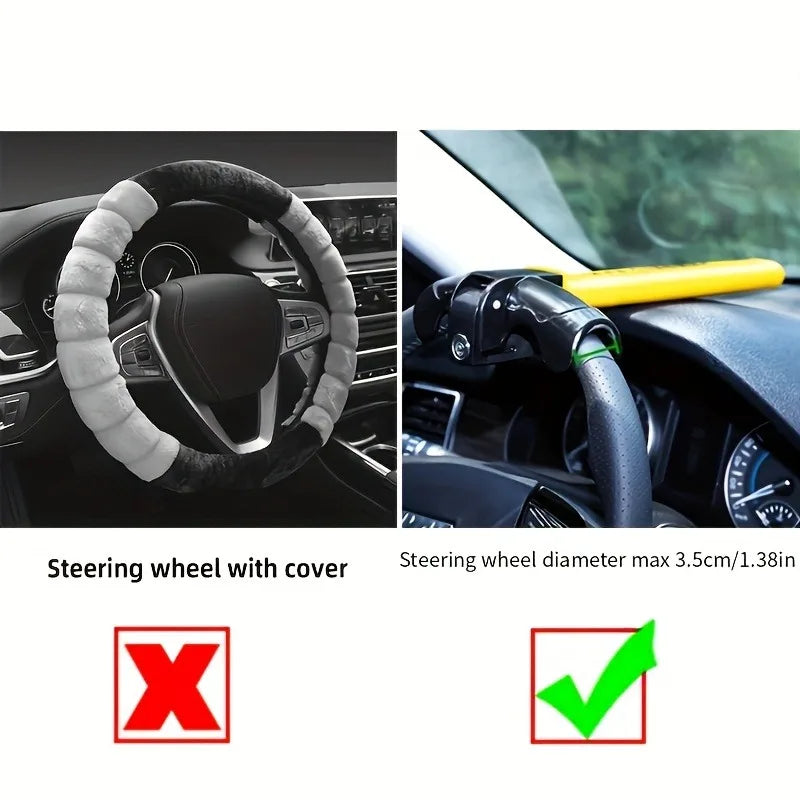 Car Steering Wheel Lock Universal Heavy Duty Stainless Lock Anti-Theft Car Security Rotary Enhance Automobile Security