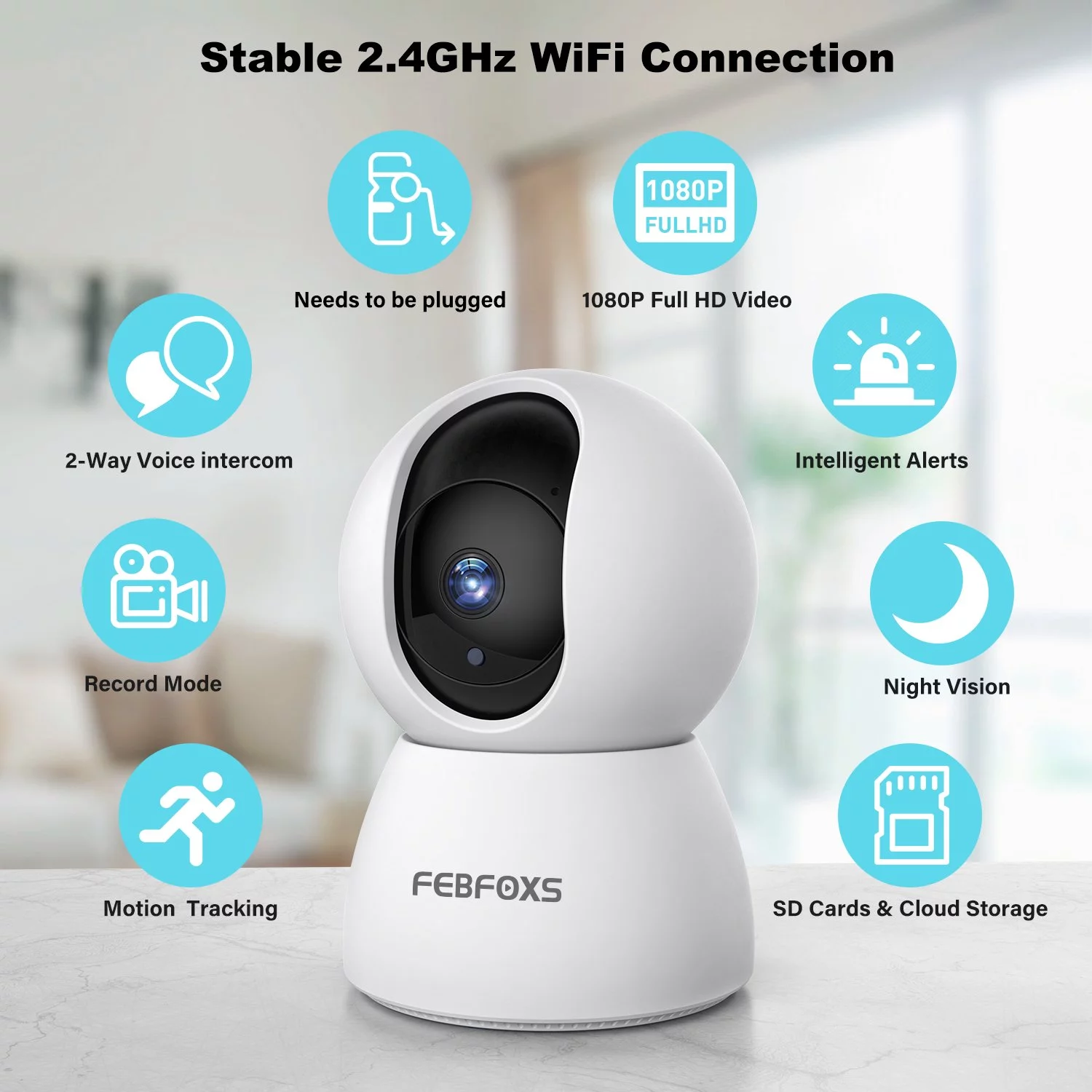 2K HD Smart Baby Monitor Camera – 360° View, Night Vision & Two-Way Talk