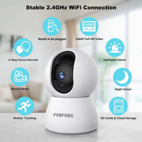 2K HD Smart Baby Monitor Camera – 360° View, Night Vision & Two-Way Talk