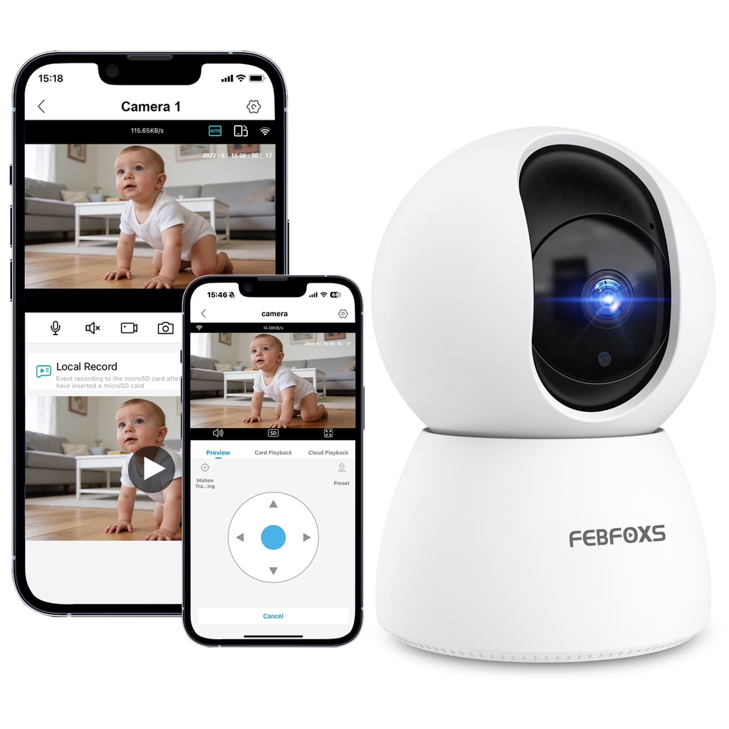 2K HD Smart Baby Monitor Camera – 360° View, Night Vision & Two-Way Talk